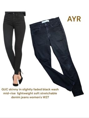 AYR Women's skinny 13942-BK247 faded black wash lightweight Stretch jeans 27